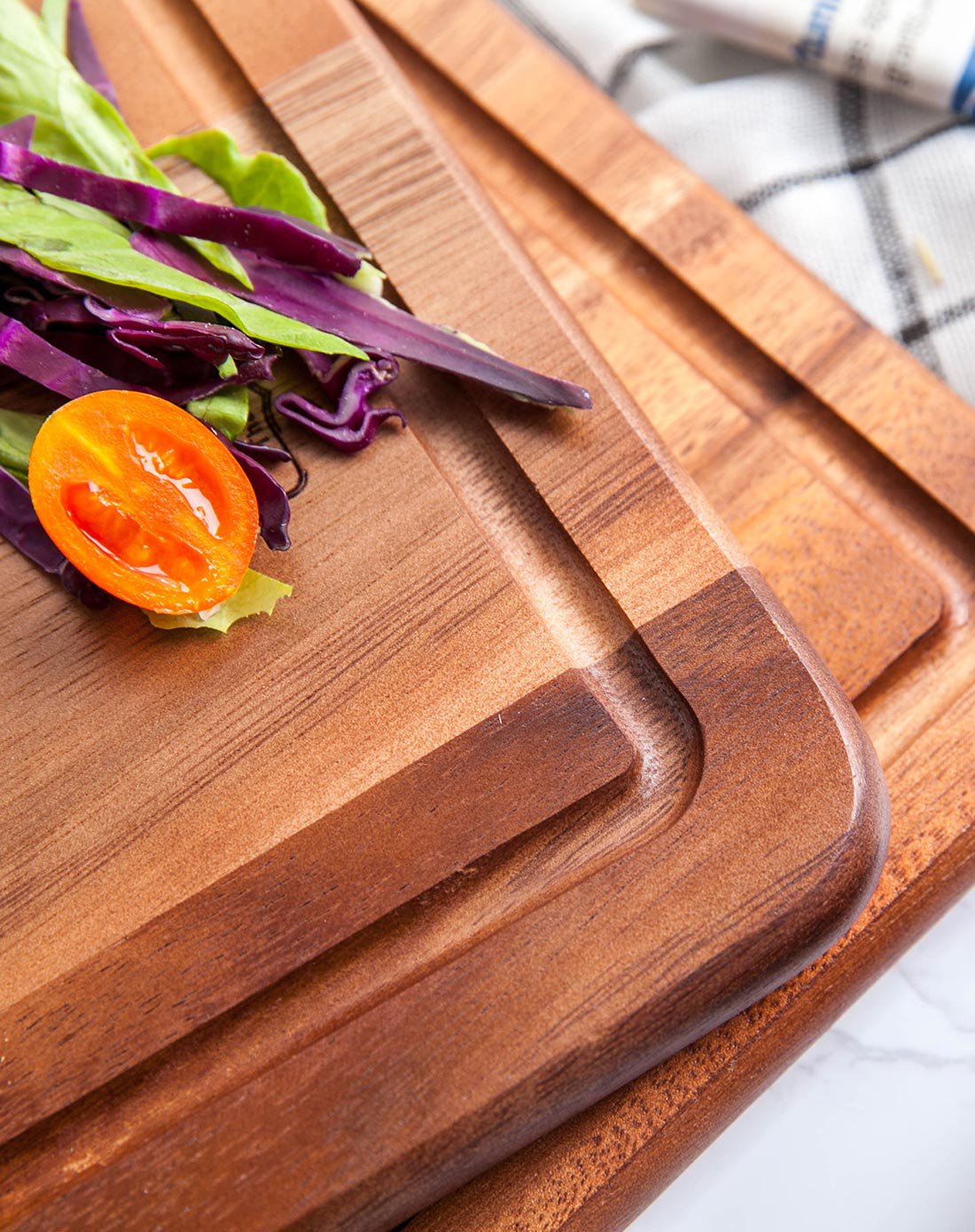 泰国进口相思木菜板带滤水槽中号