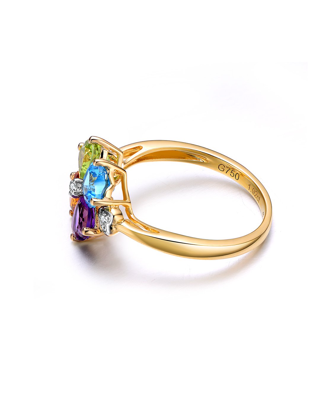 enzo 彩虹系列 18k黄金四色彩色宝石戒指