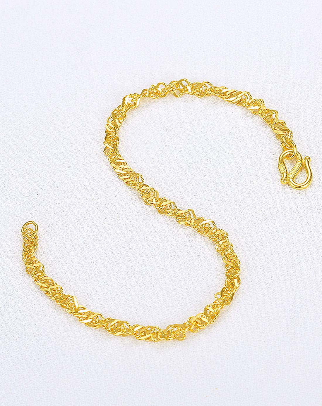 双扣水波纹足金9999手链(计价)约2.41g