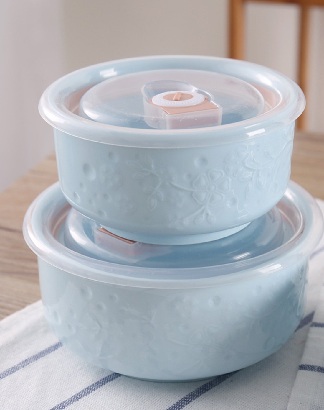 w顺祥缤纷浮雕保鲜碗4件套(一抹金艳-蓝)