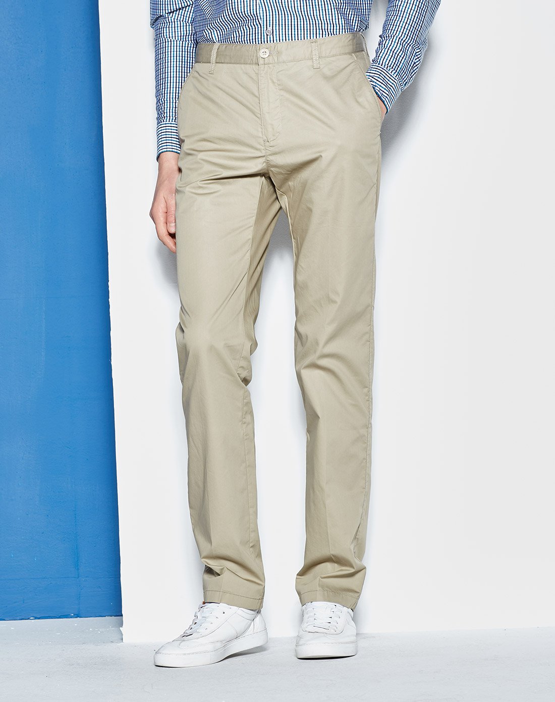 法派春夏薄款男士休闲长裤商务修身直筒裤男卡其色男裤