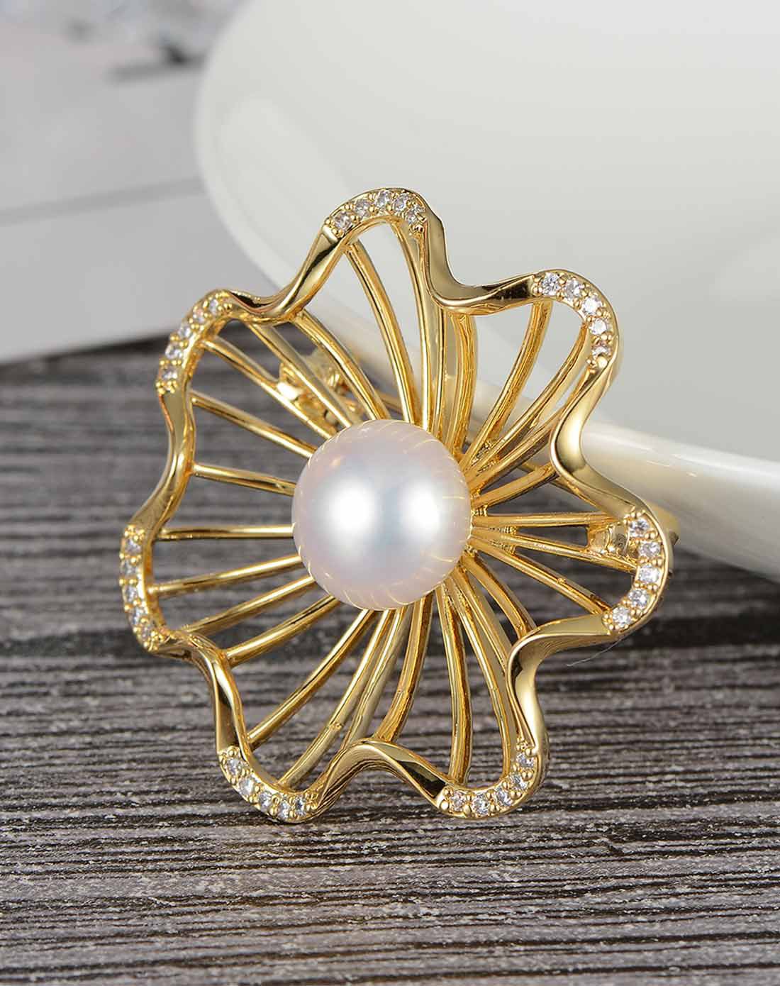 娇淑 合金镶淡水珍珠胸针