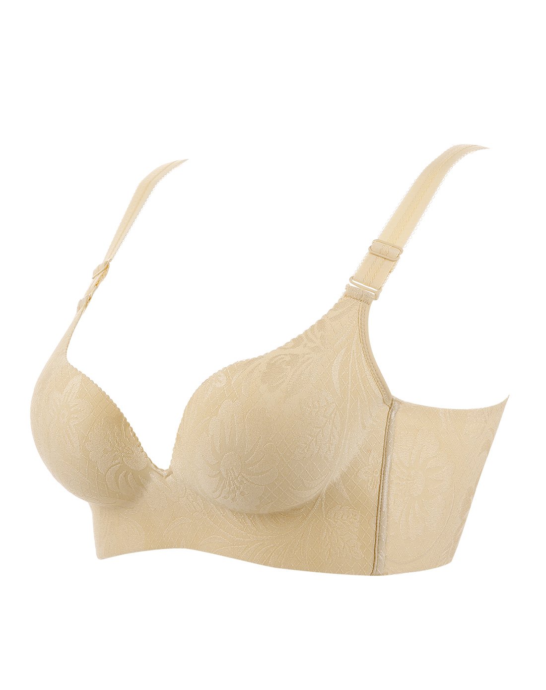 润微realwill内衣专场金标无痕无钢圈聚拢提花文胸肤色107516_01_唯品