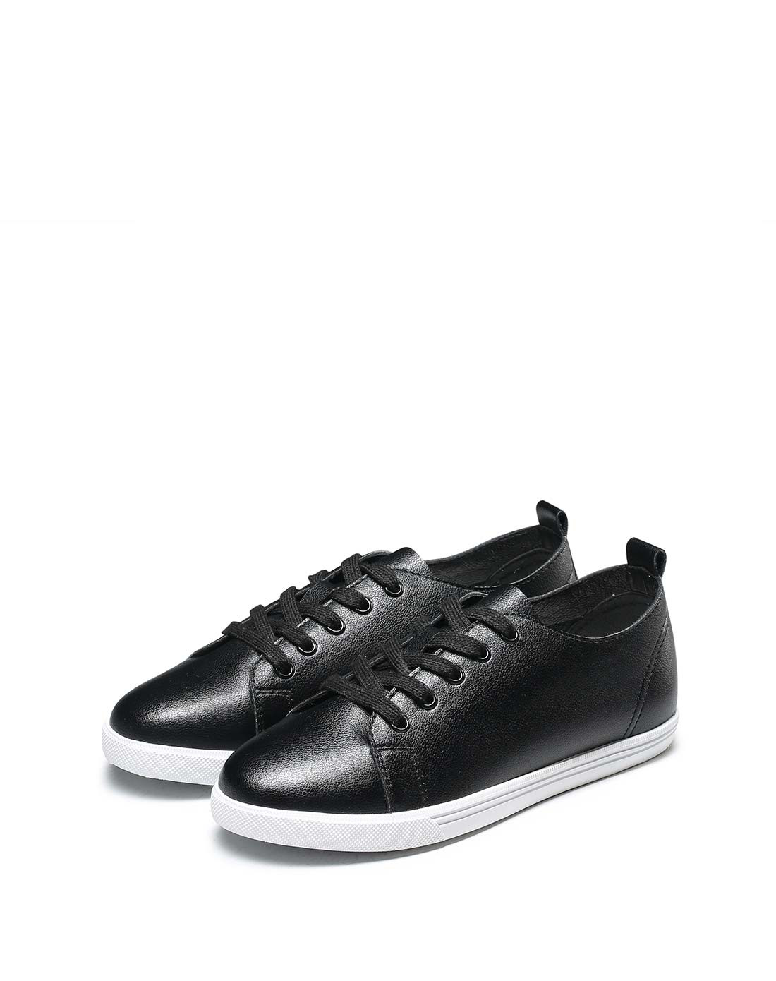 17年春季新款车缝线修面皮轻便鞋黑色