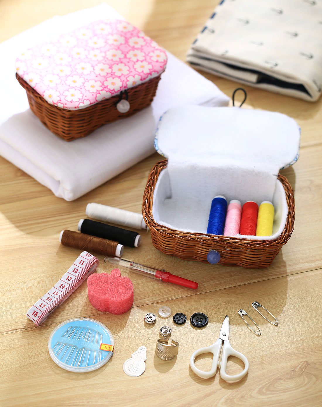 古朴藤编,家用针线盒套装