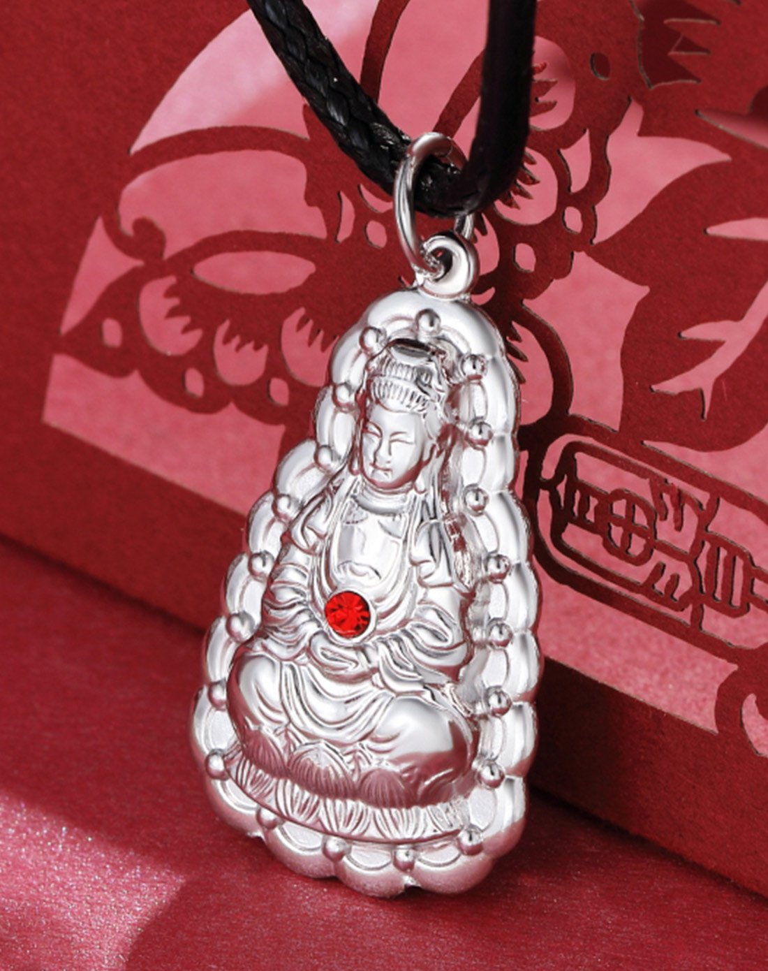 winy925银双面吊坠观音男士