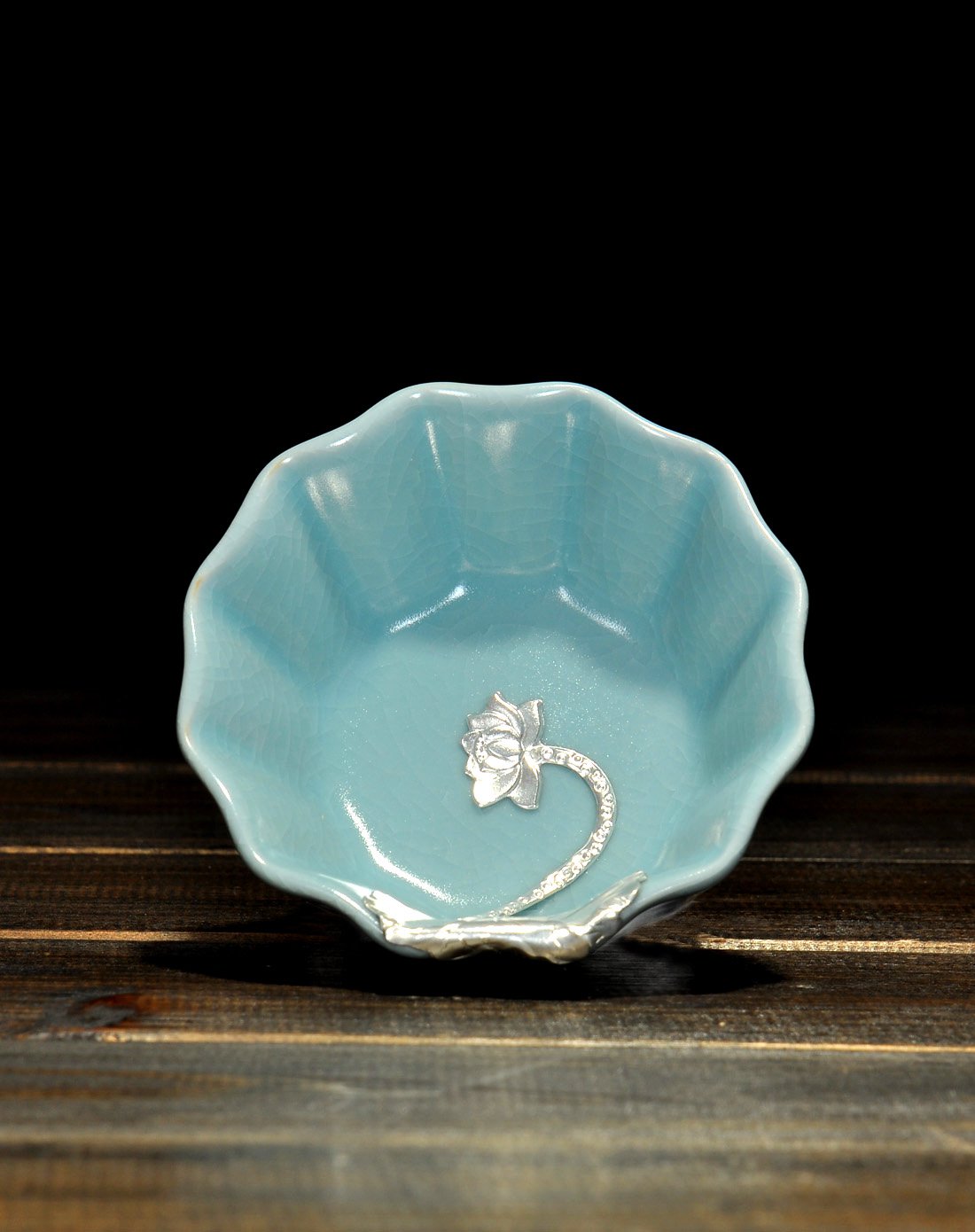 汝窑棱形银盏杯75ml