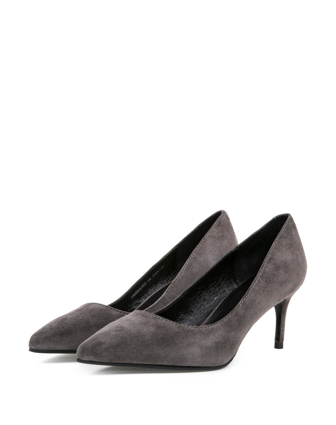 优雅气质羊皮浅口高跟鞋灰色