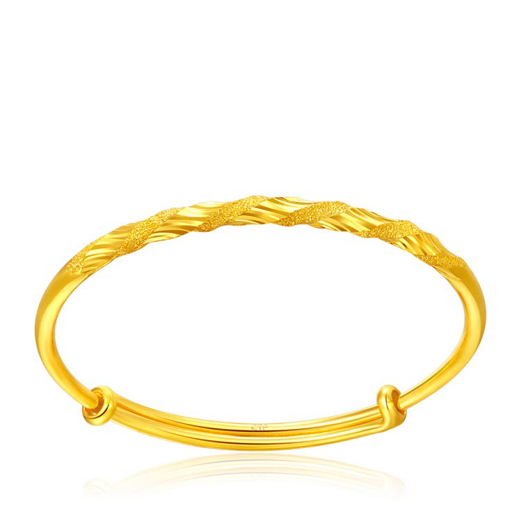 周大福 简单大方足金黄金手镯(计价) 约24.69g