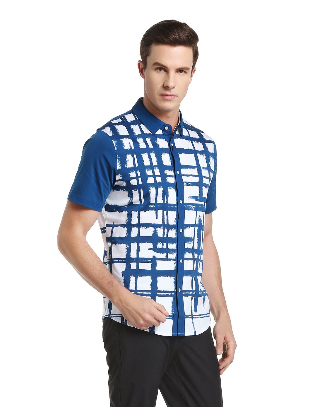 爵士丹尼绅士专场纯棉印花摩登时尚短袖针织衫蓝色t040365550_唯品会