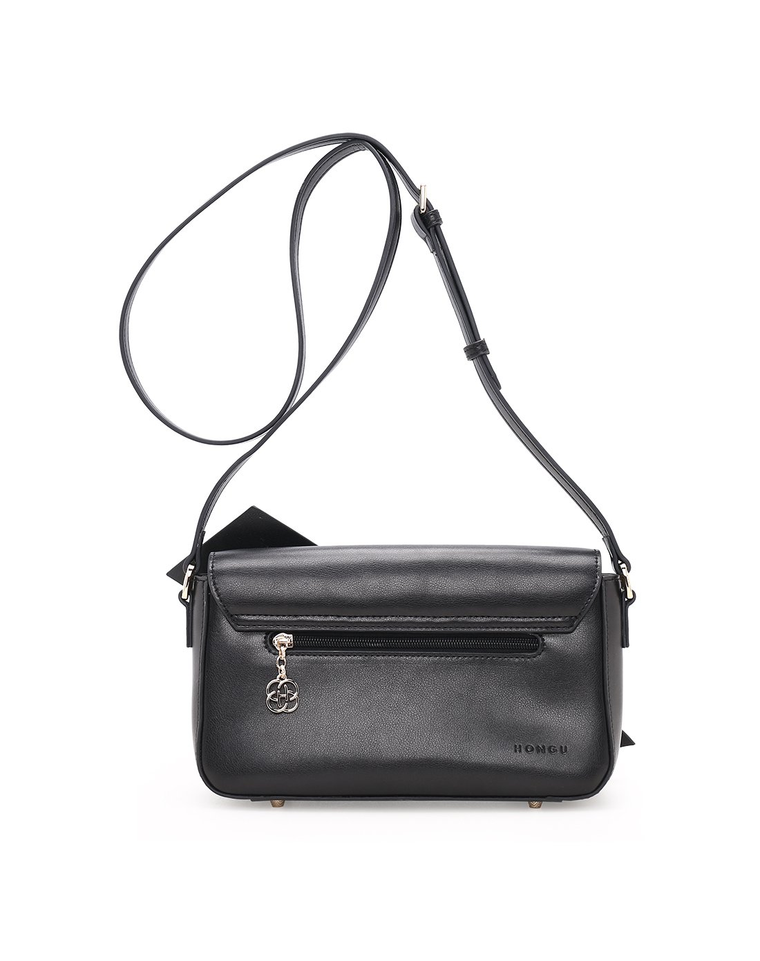 红谷女款甜美蝴蝶结斜挎包女包漆黑