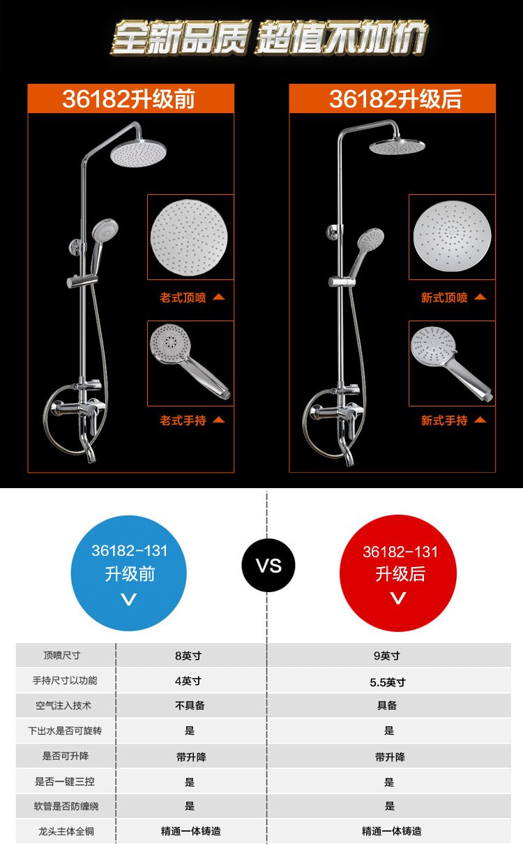 九牧花洒 空气能淋浴器硬管花洒