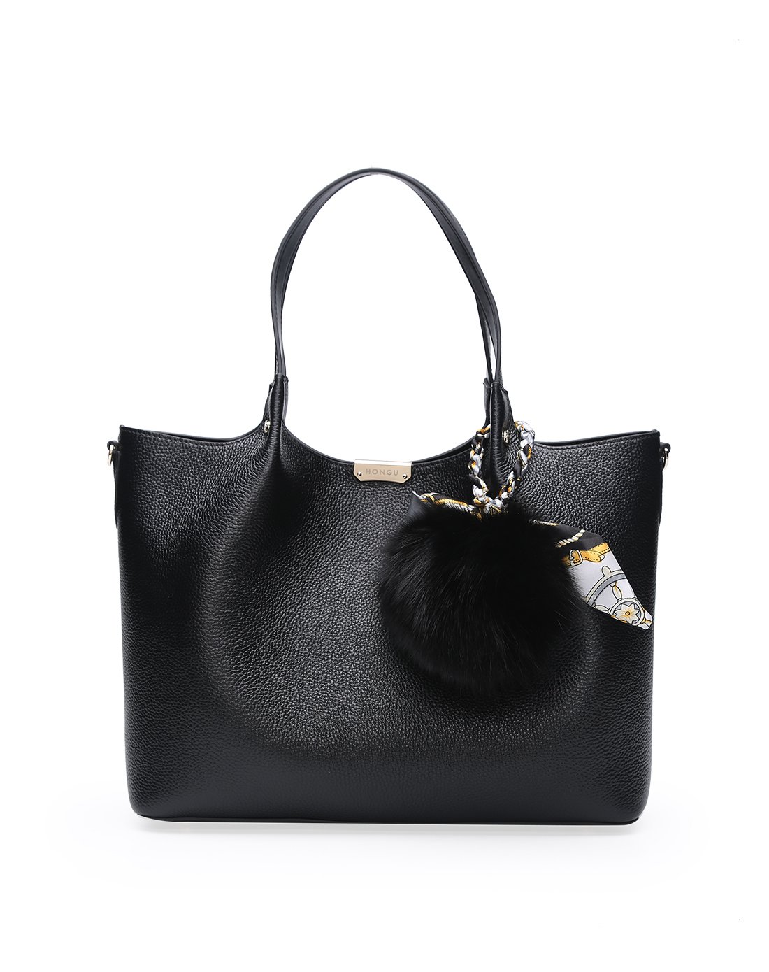 女款优雅简约毛球手提包大款大红