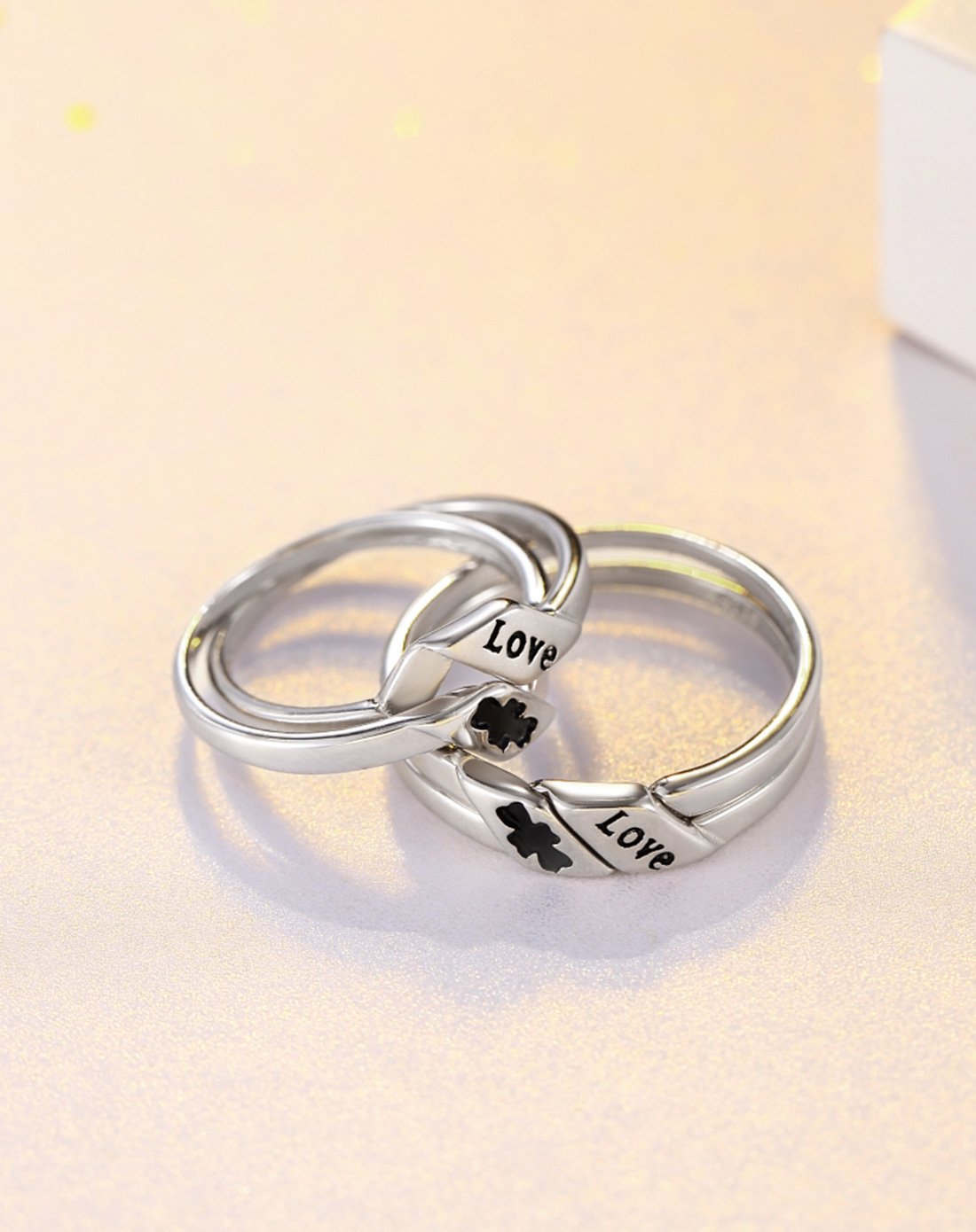 winy925银创意双圈情侣对戒爱情密码单只价