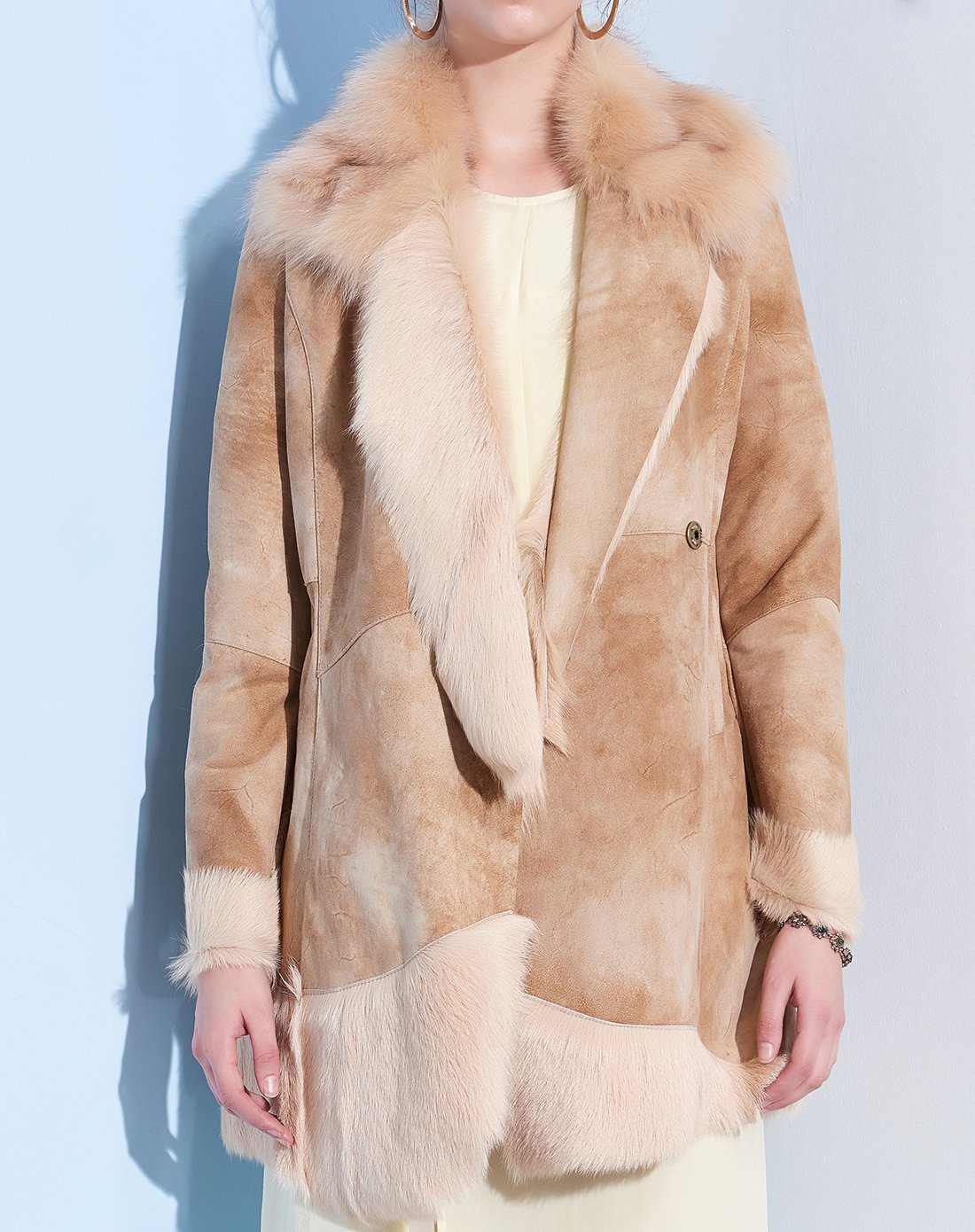 个性时尚猾子皮毛一体皮草外套