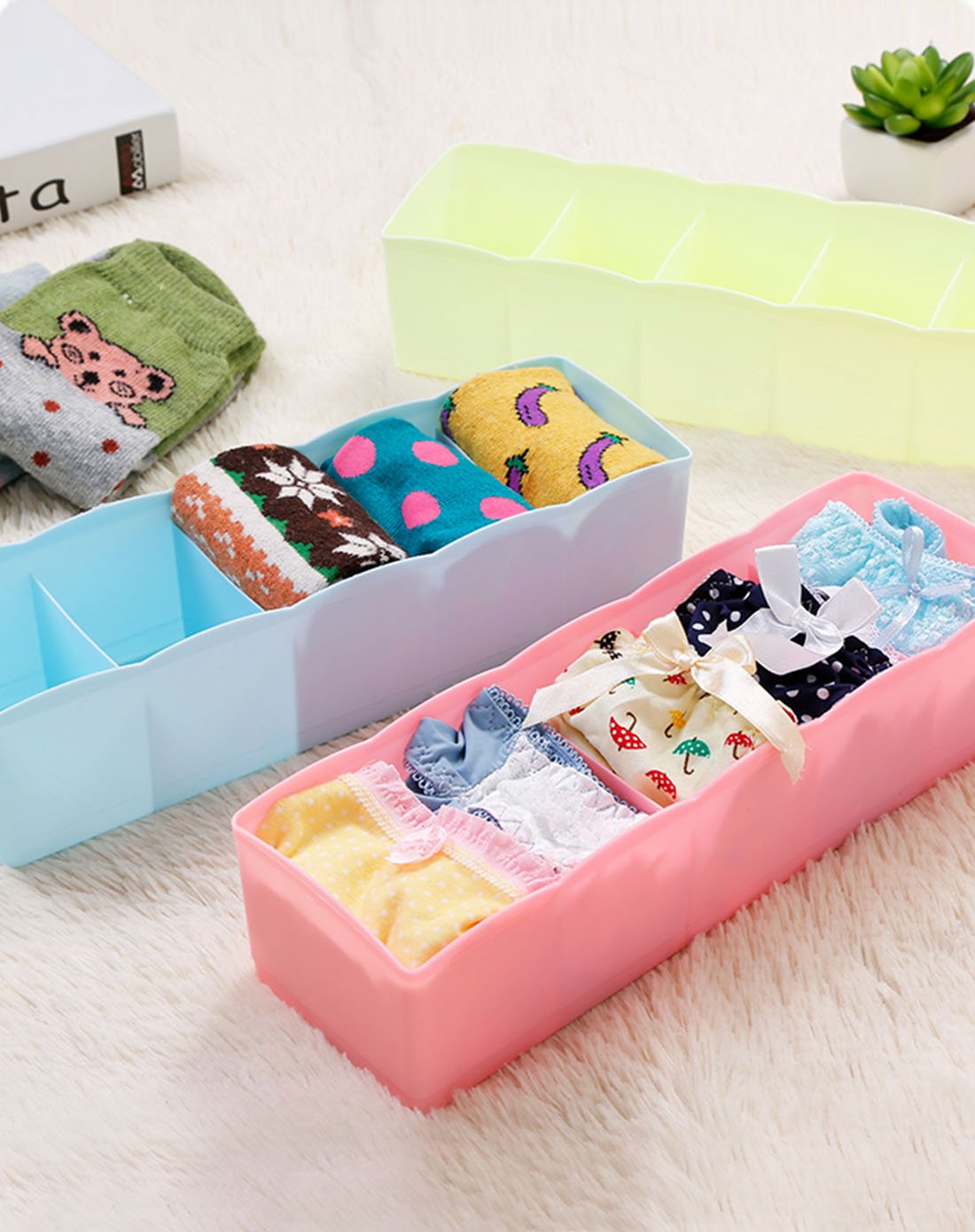 买一赠一 日本制内衣袜子抽屉收纳多色选