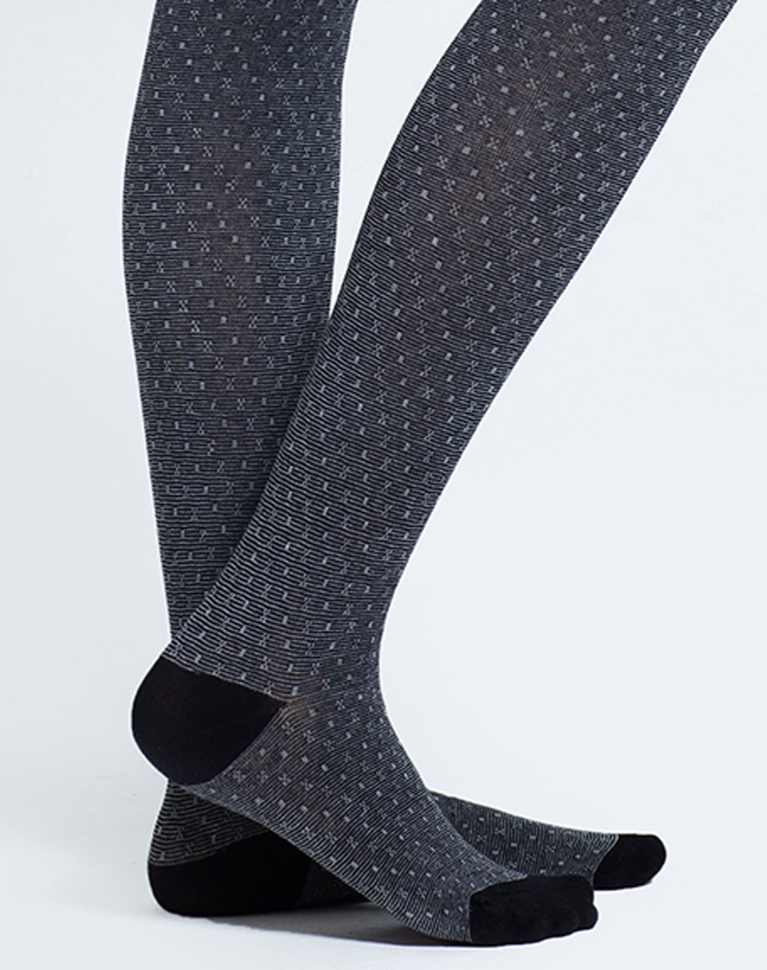 女士咖色波点提花针织连裤袜