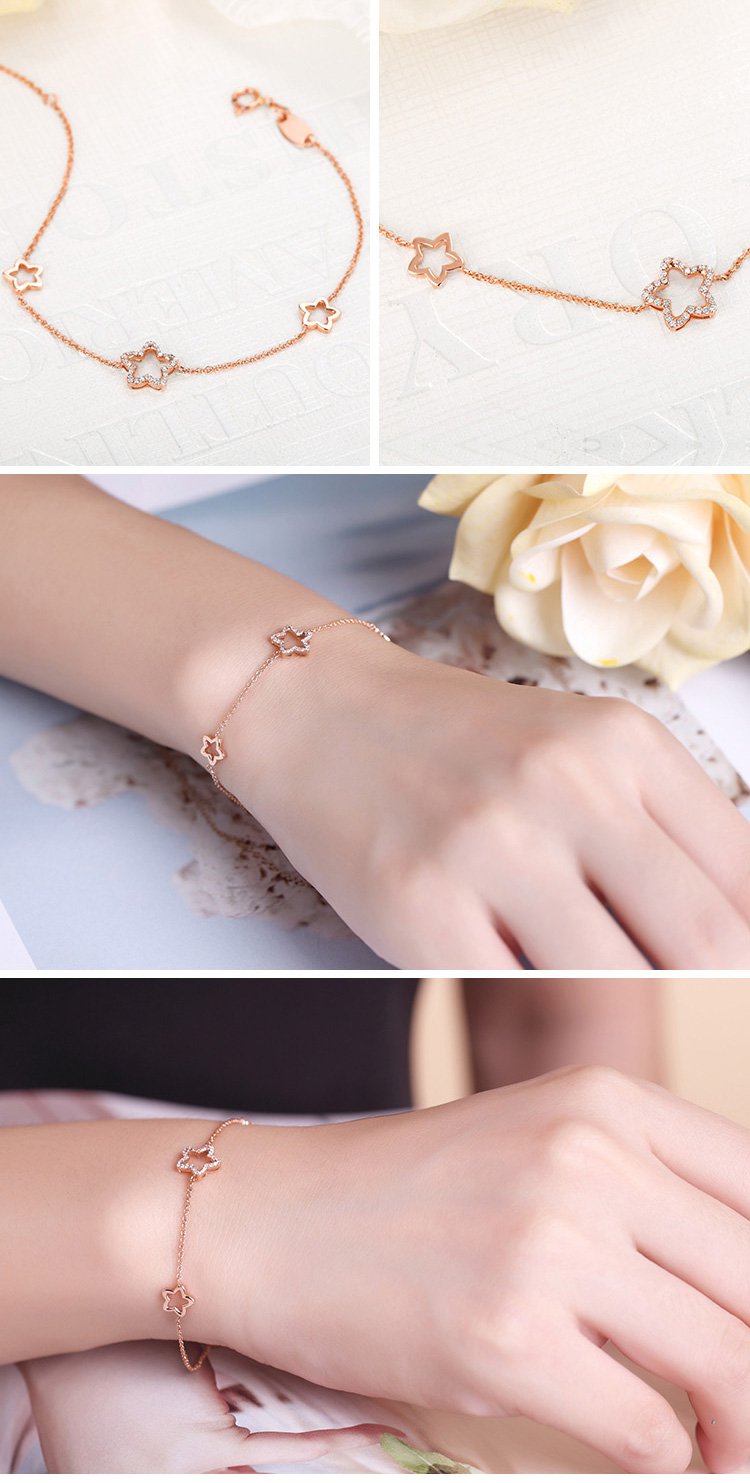 珂兰miss s 小星愿18k金钻石手链玫瑰金