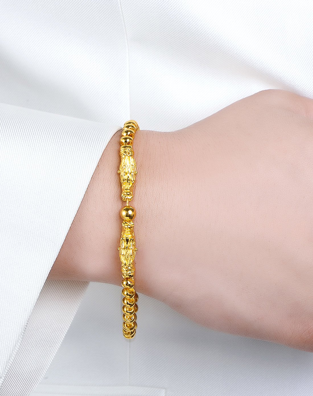 谢瑞麟 足黄金龙头男款手链 约20克