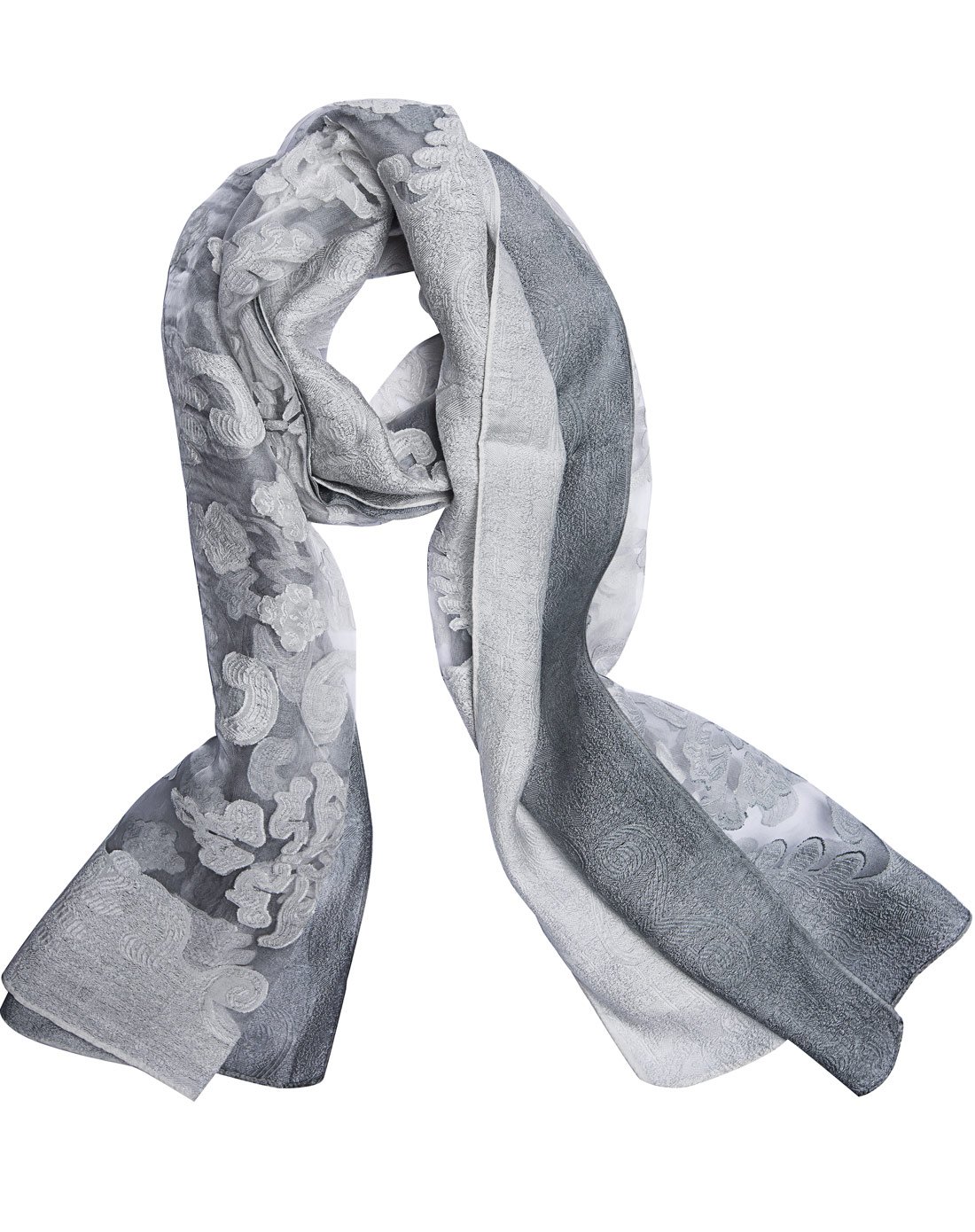 女时尚百搭围巾灰白