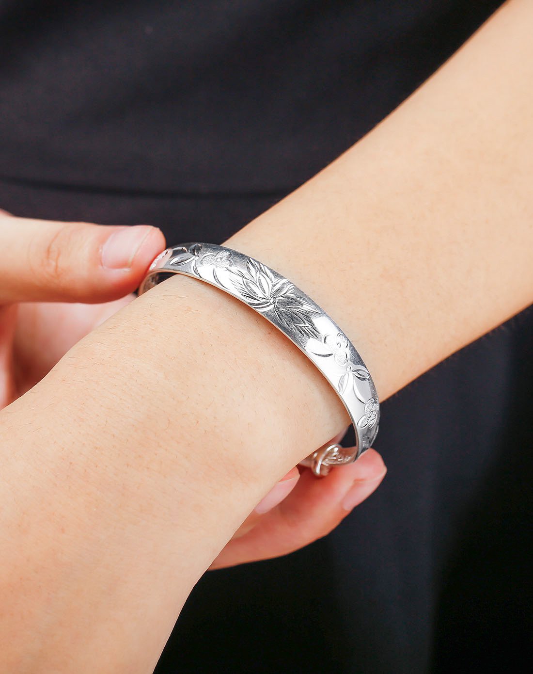 银时代s999银祈福锦绣良缘足银手镯气质送妈妈长辈礼