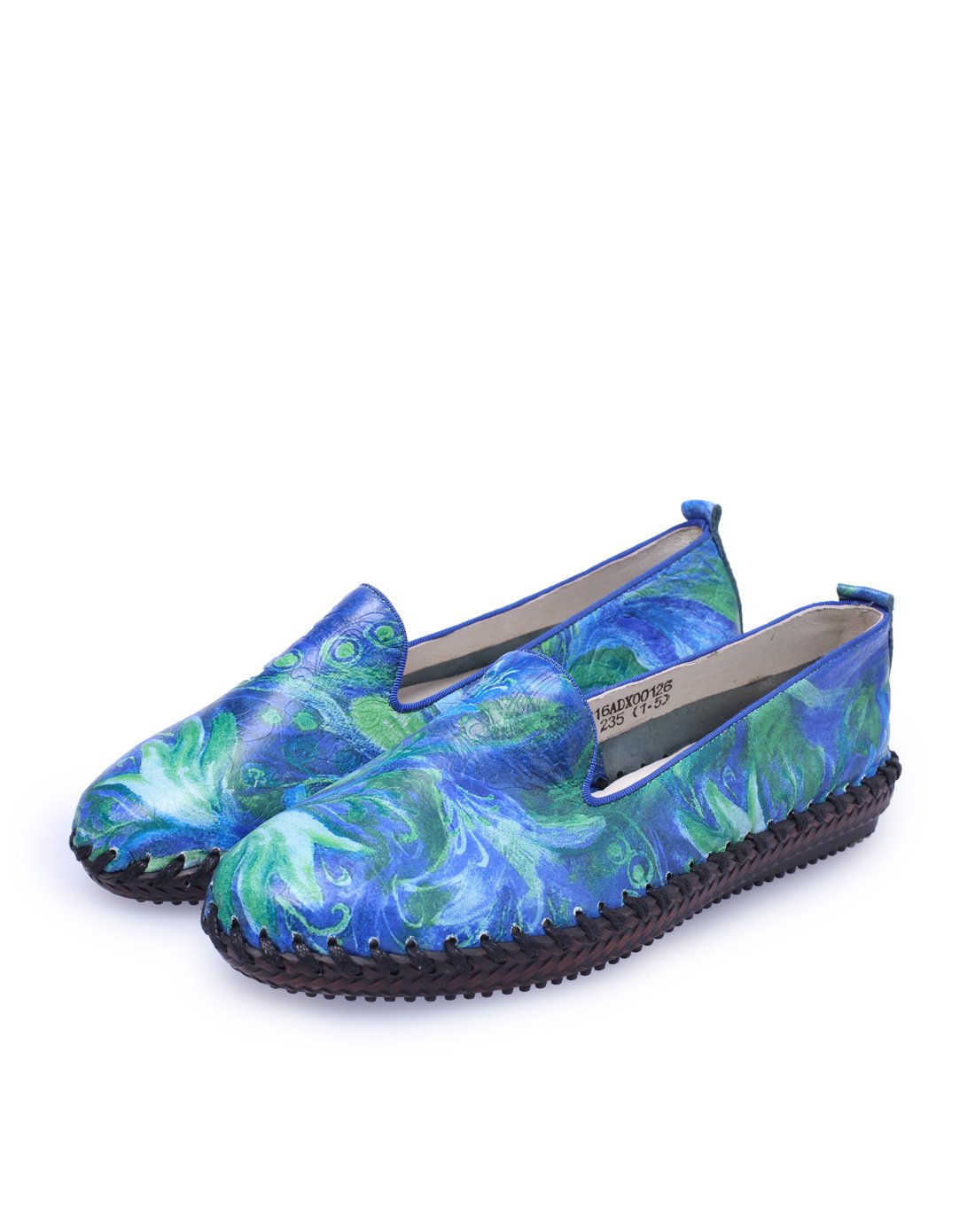 吐火罗抽象图纹圆头平底鞋