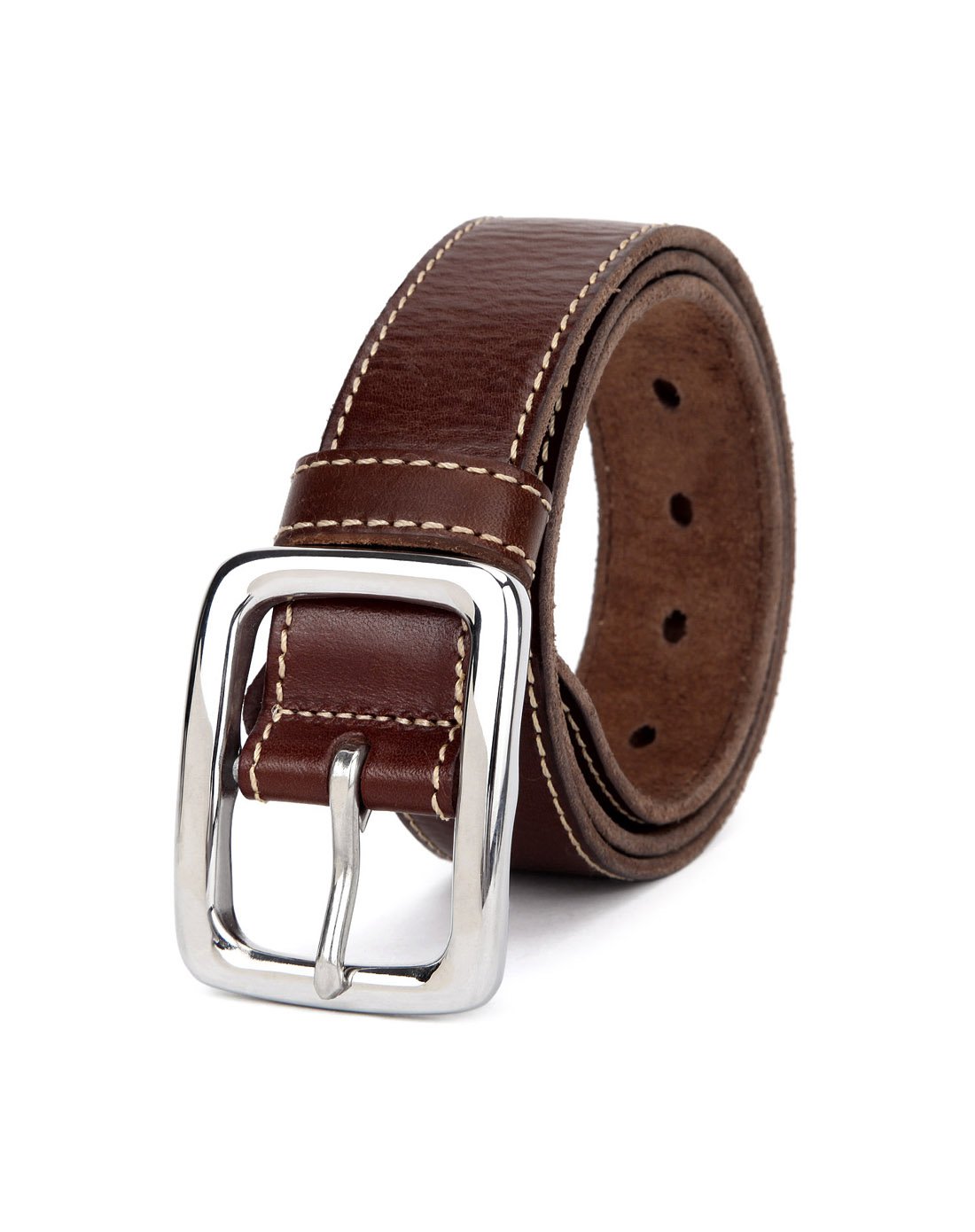 宴会旅行休闲商务软面纯色钢扣进口植鞣皮欧美时尚腰带咖啡