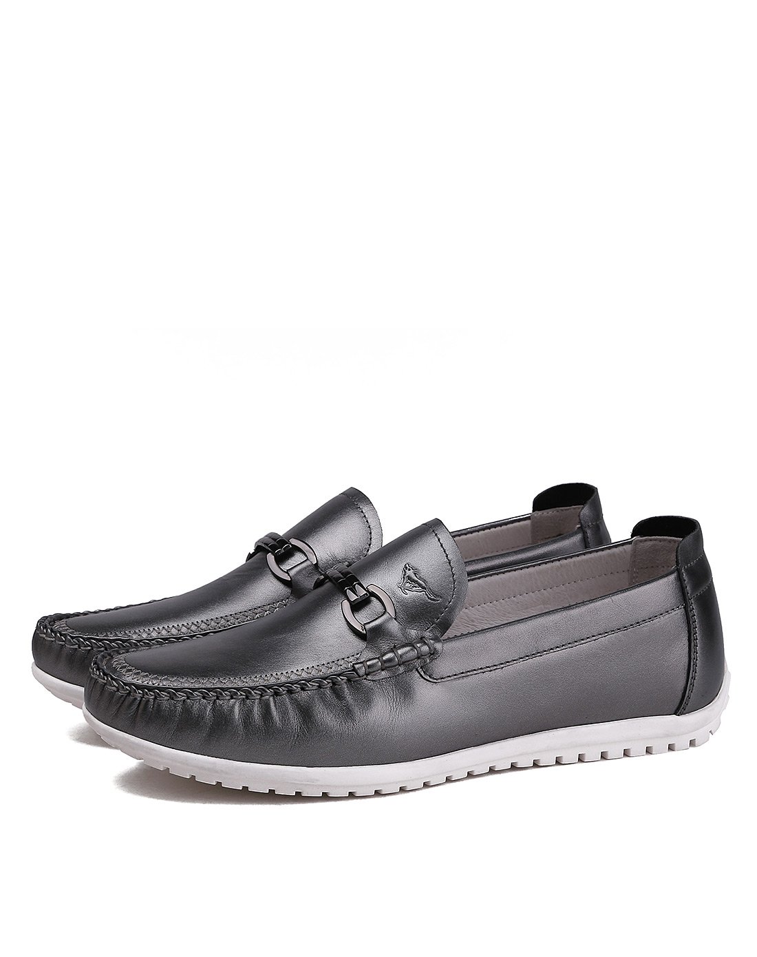 17年新品牛皮经典一脚蹬皮鞋银色