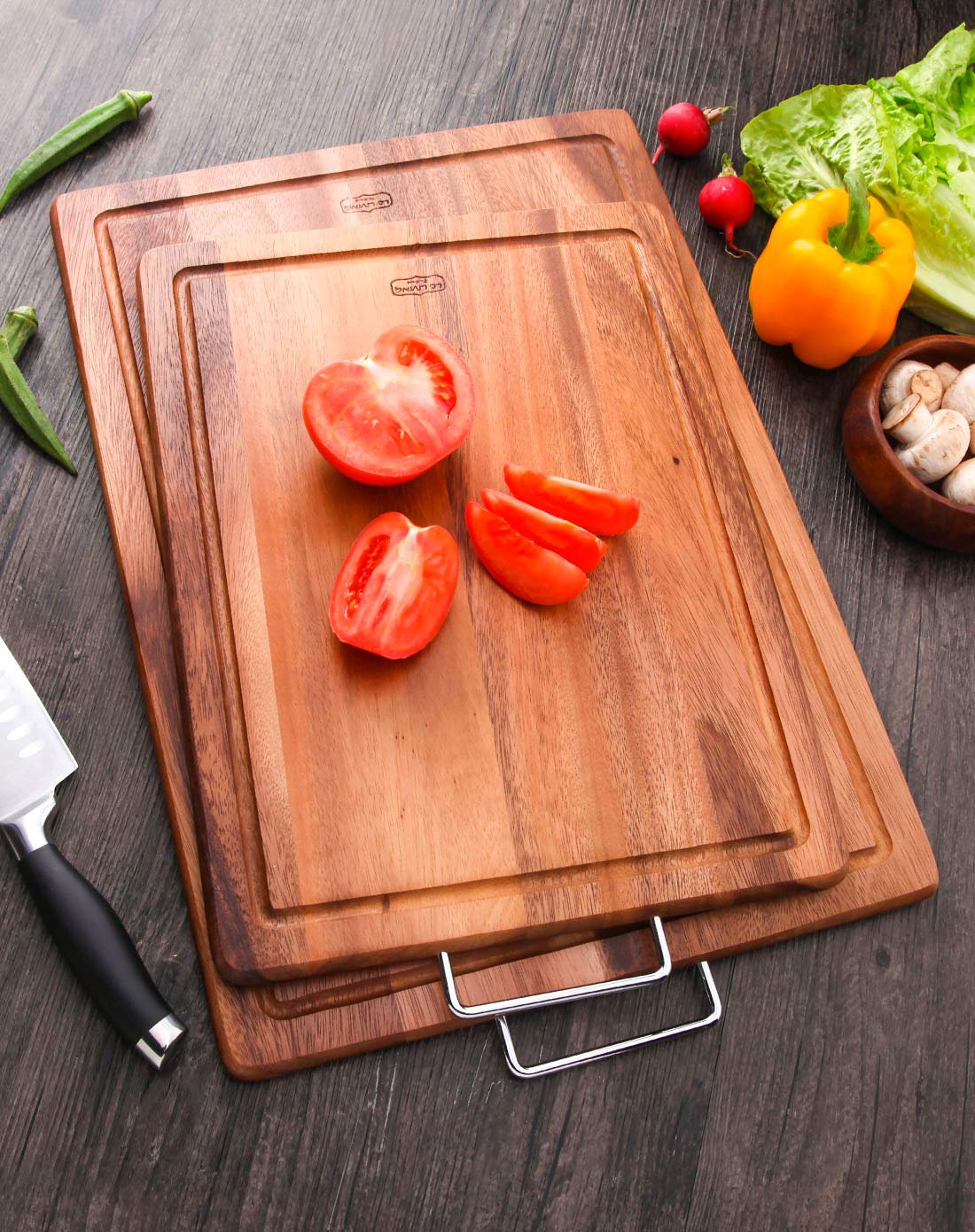 泰国进口相思木带提手水槽长方菜板大号