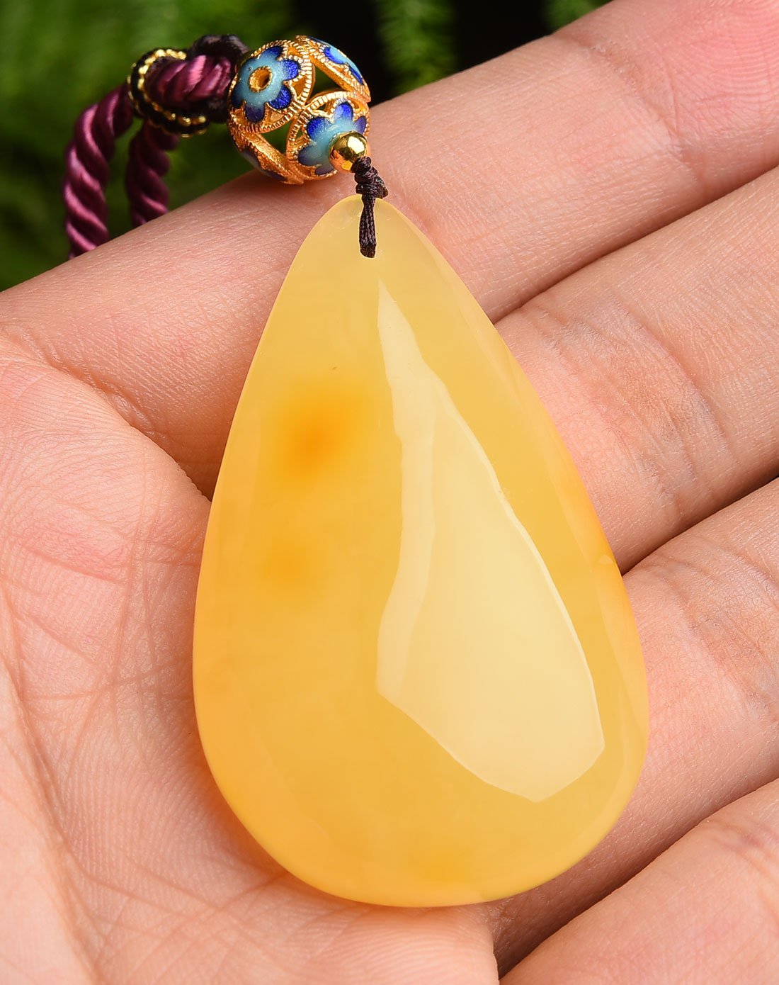 亿珍阁 天然俏色柠檬黄水滴蜜蜡吊坠附证书