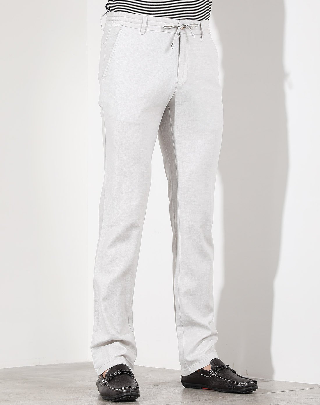 柔软舒适抽带弹力腰头斜插袋男裤子男士休闲裤