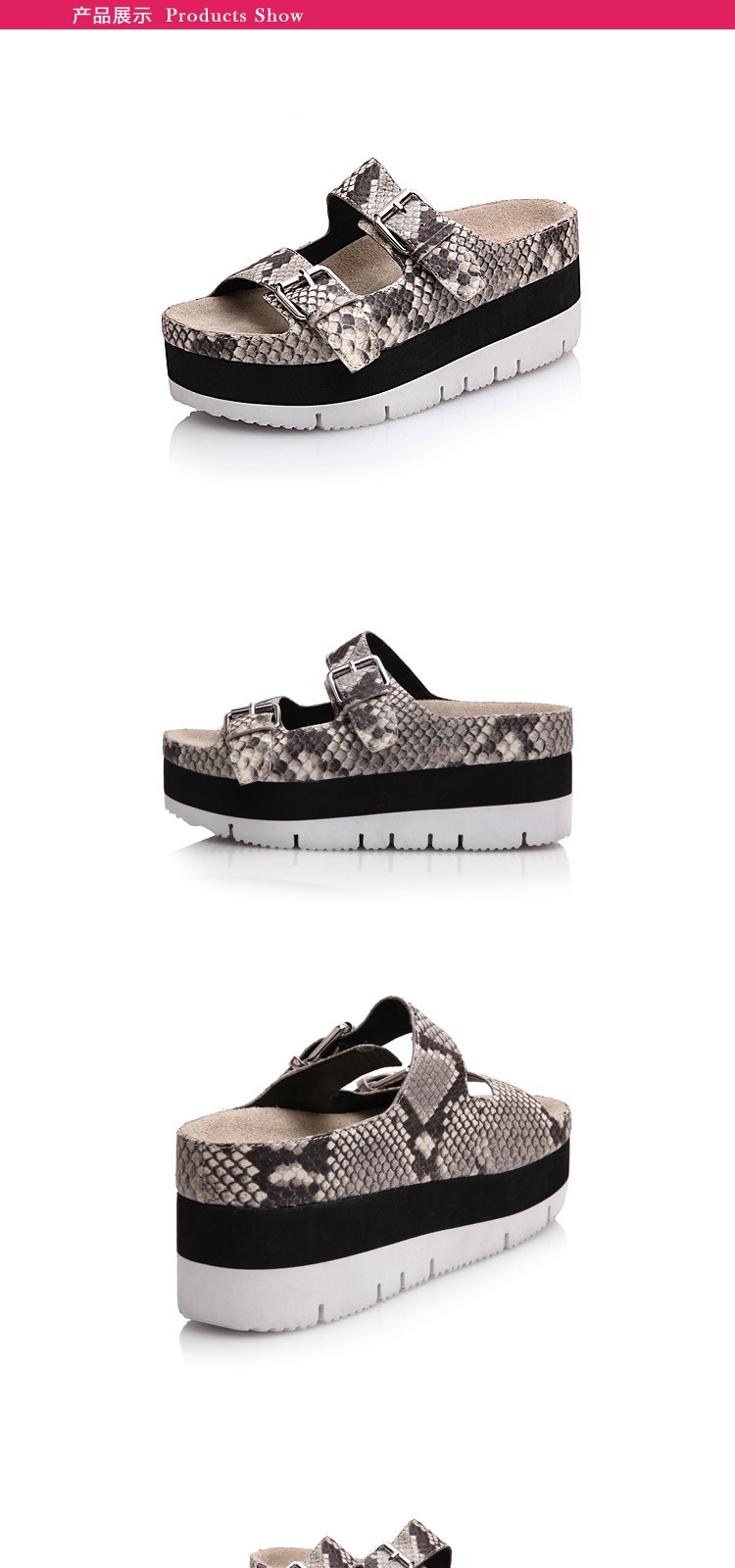 ash 时尚舒适厚底凉拖灰蛇纹 商品分类: 女凉鞋 产地: 中国 鞋底擦舷