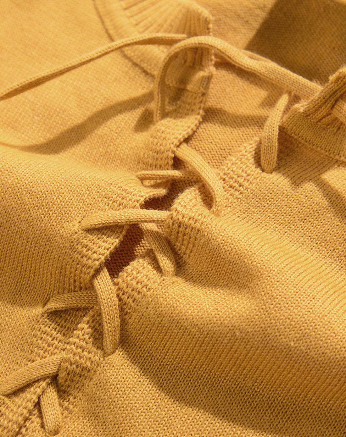 百搭绑带设计针织连衣裙姜黄