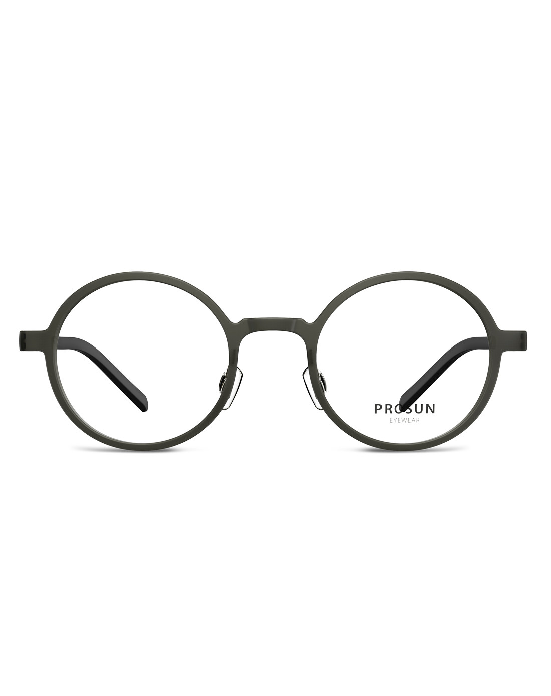 保圣眼镜框架男性 时尚圆框近视光学架(镜框砂半透明深灰/镜腿砂浅枪)