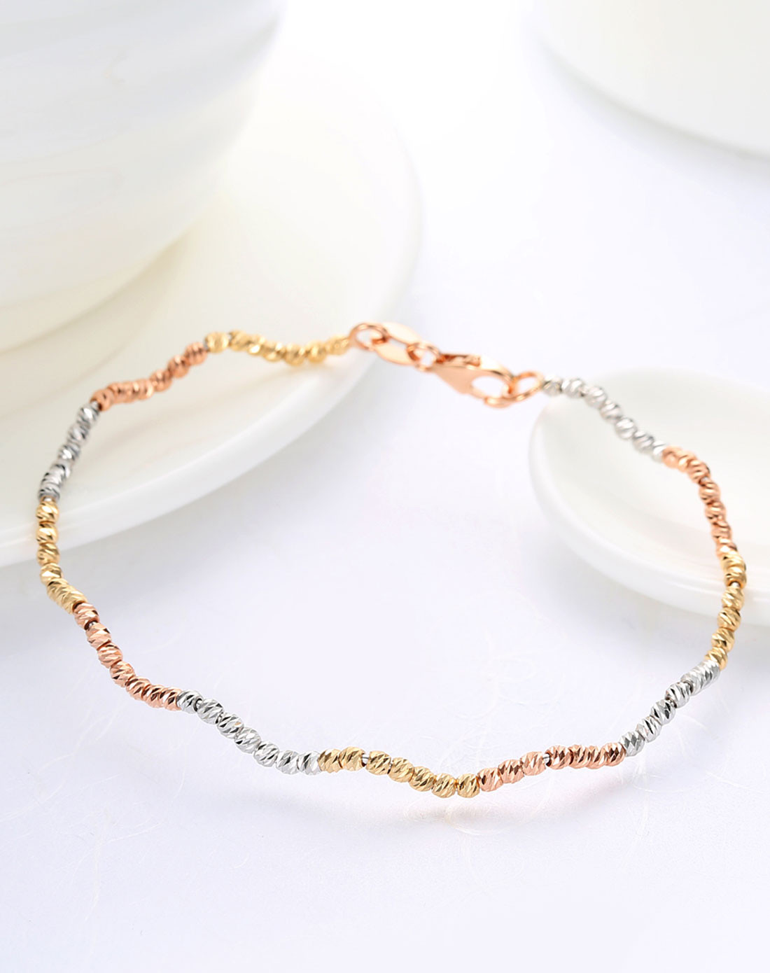 谢瑞麟 18k金波浪彩金手镯