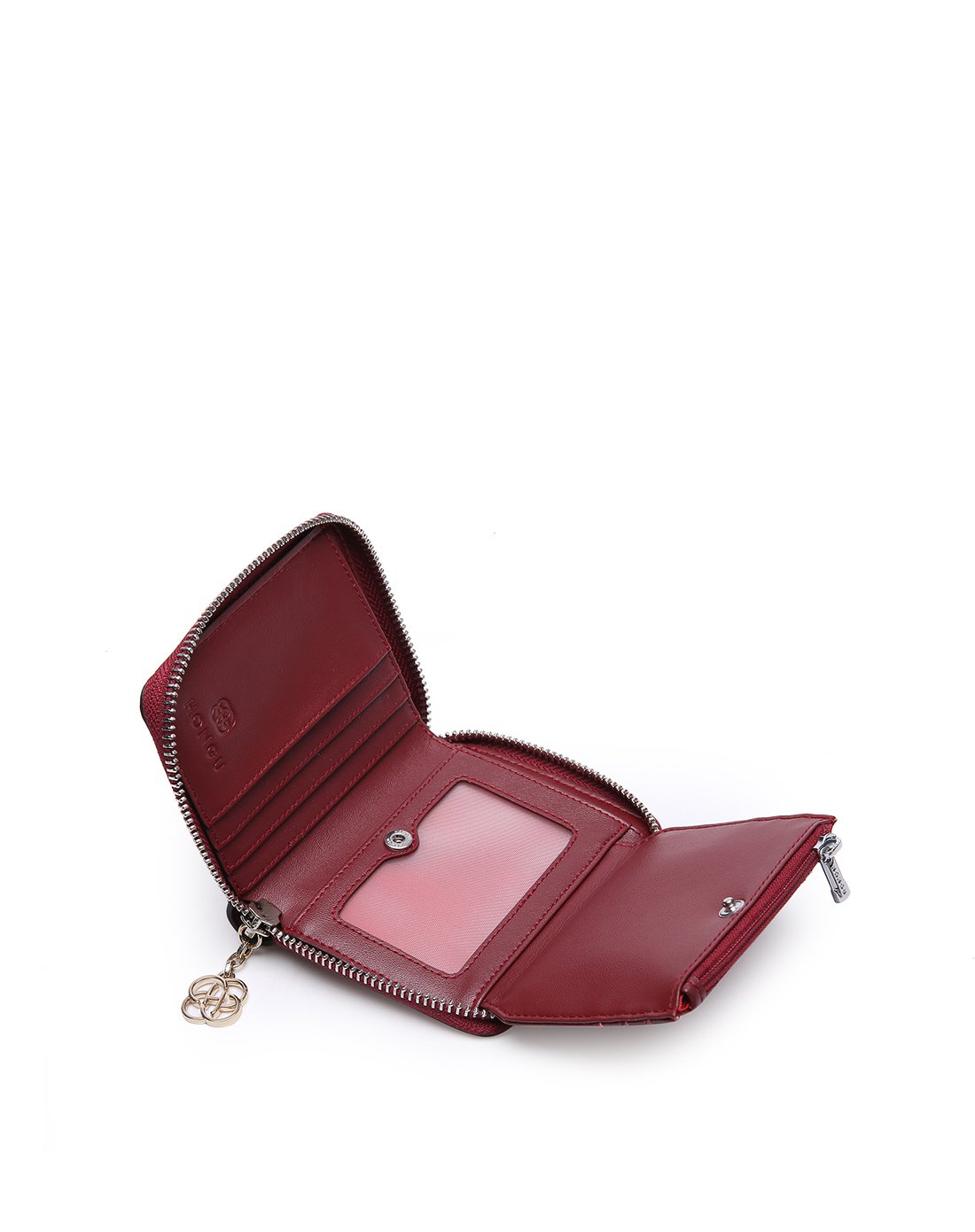 红谷金属logo印短款钱包女银包