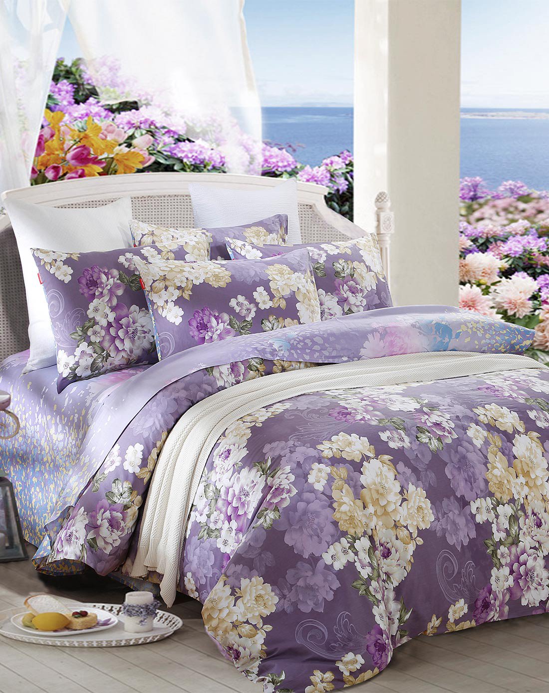 宜梦eemoon家纺专场全棉斜纹印花四件套-玛奇朵(紫)3004218_唯品会