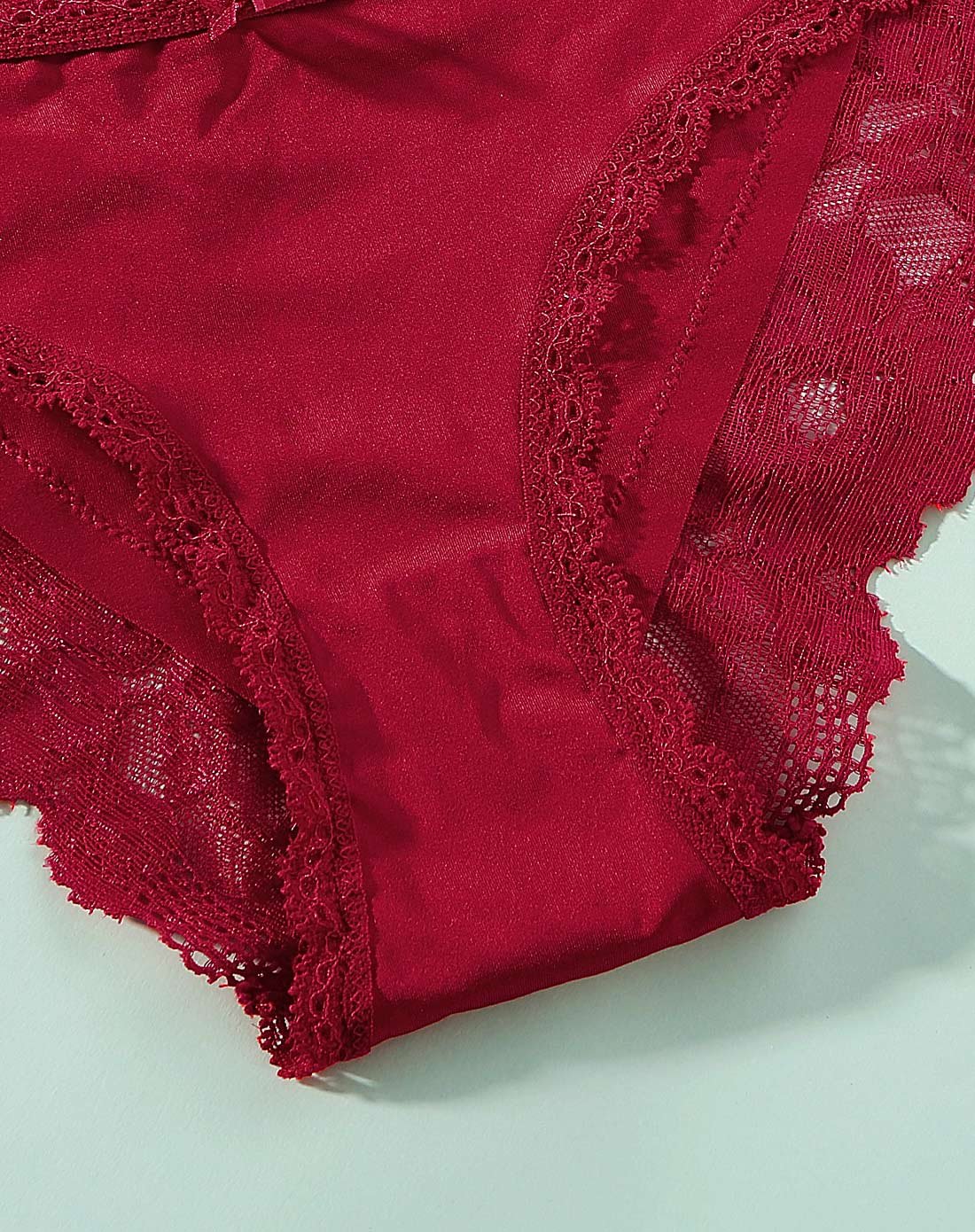 印花性感蕾丝边舒适纯棉档女士内裤红色