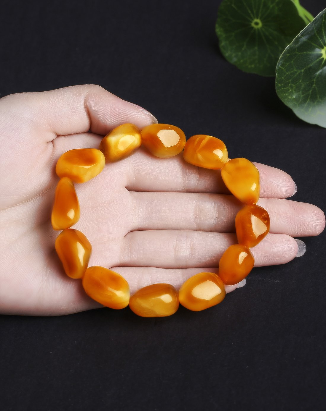 mary windsor 焦糖色琥珀蜜蜡随形手链约18g附证书