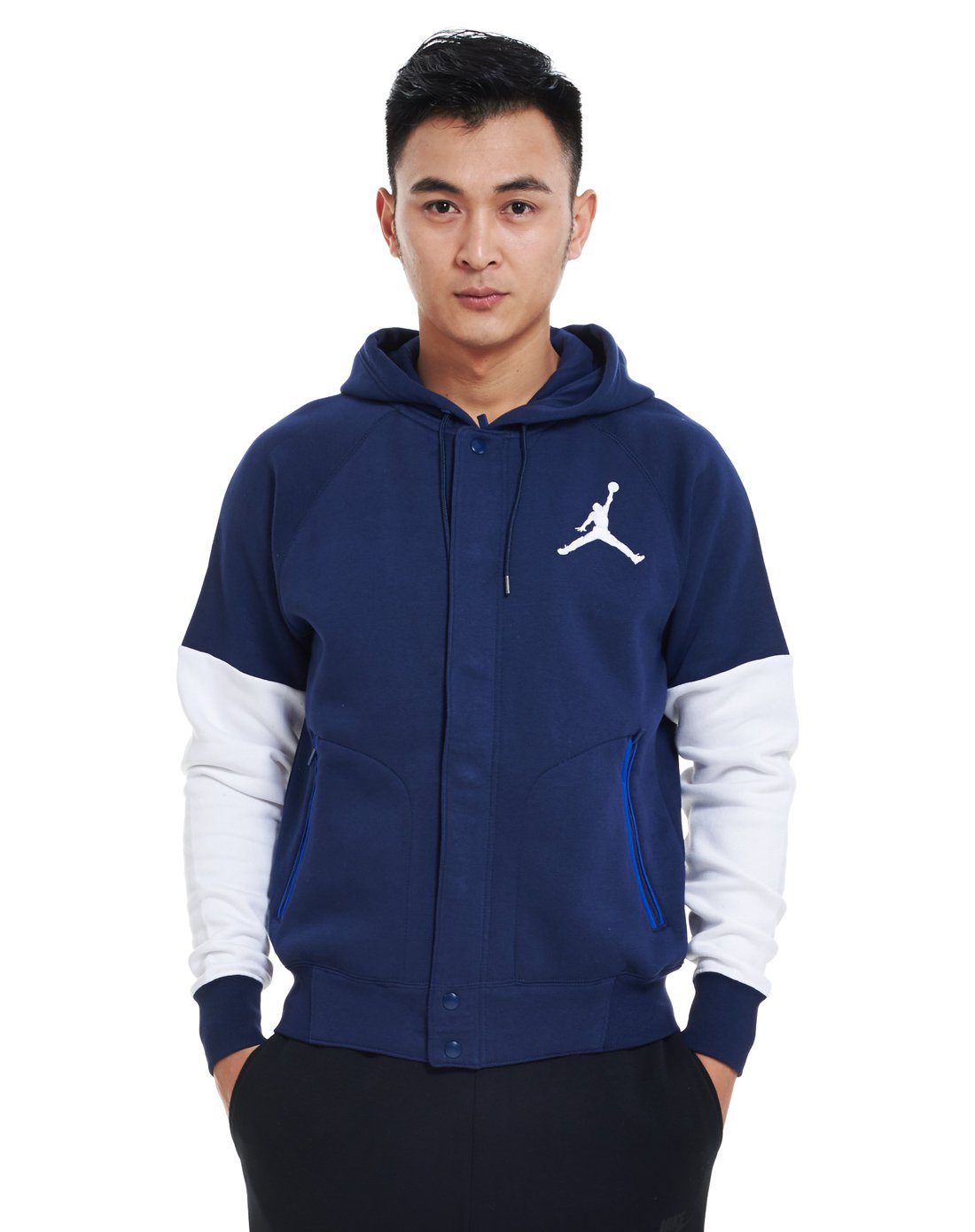 耐克nike 舒适保暖 男款蓝色连帽夹克 乔丹系列