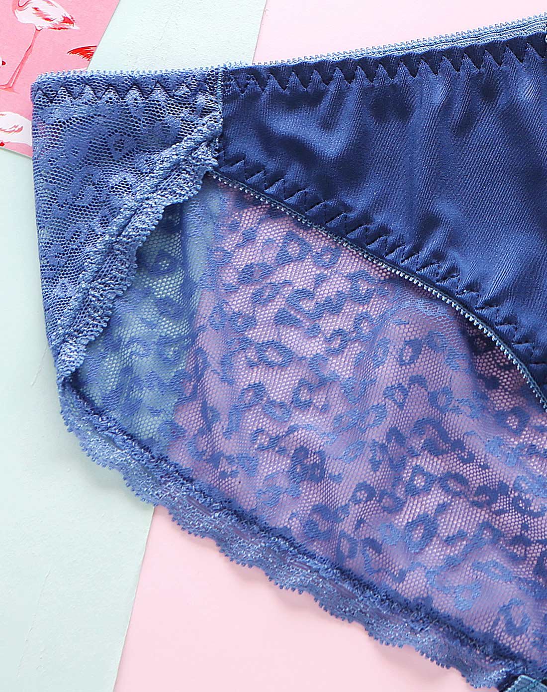 性感蕾丝网纱透气舒适内裤蓝色