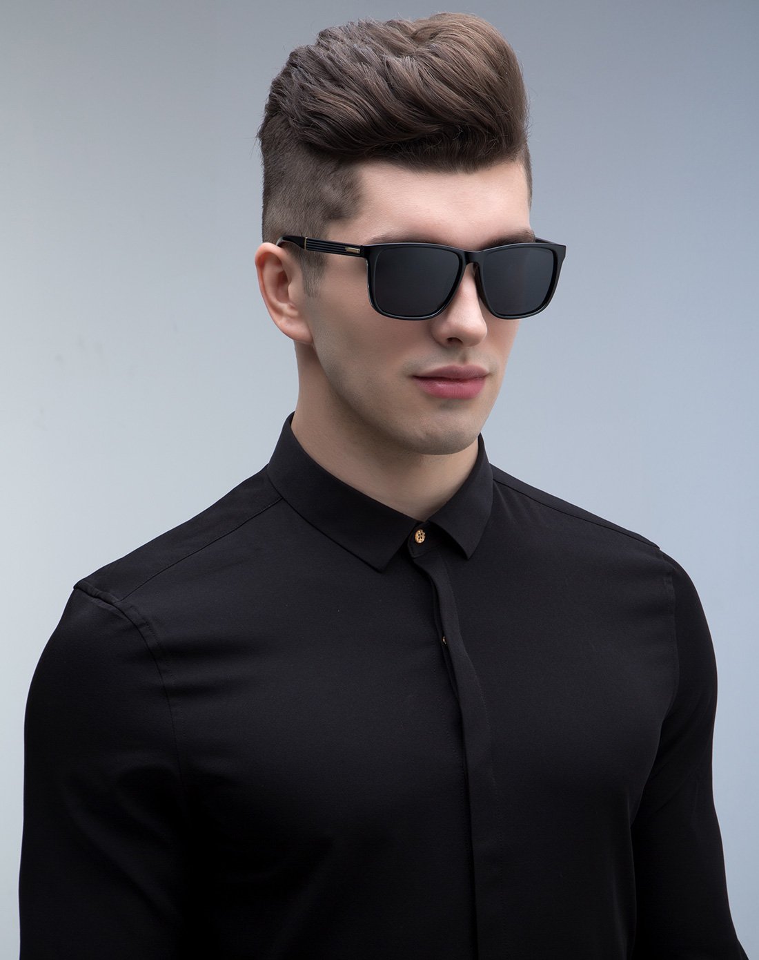 vomdir眼镜专场英伦风尚男士高清驾驶偏光墨镜黑色框/灰片vdr58202r