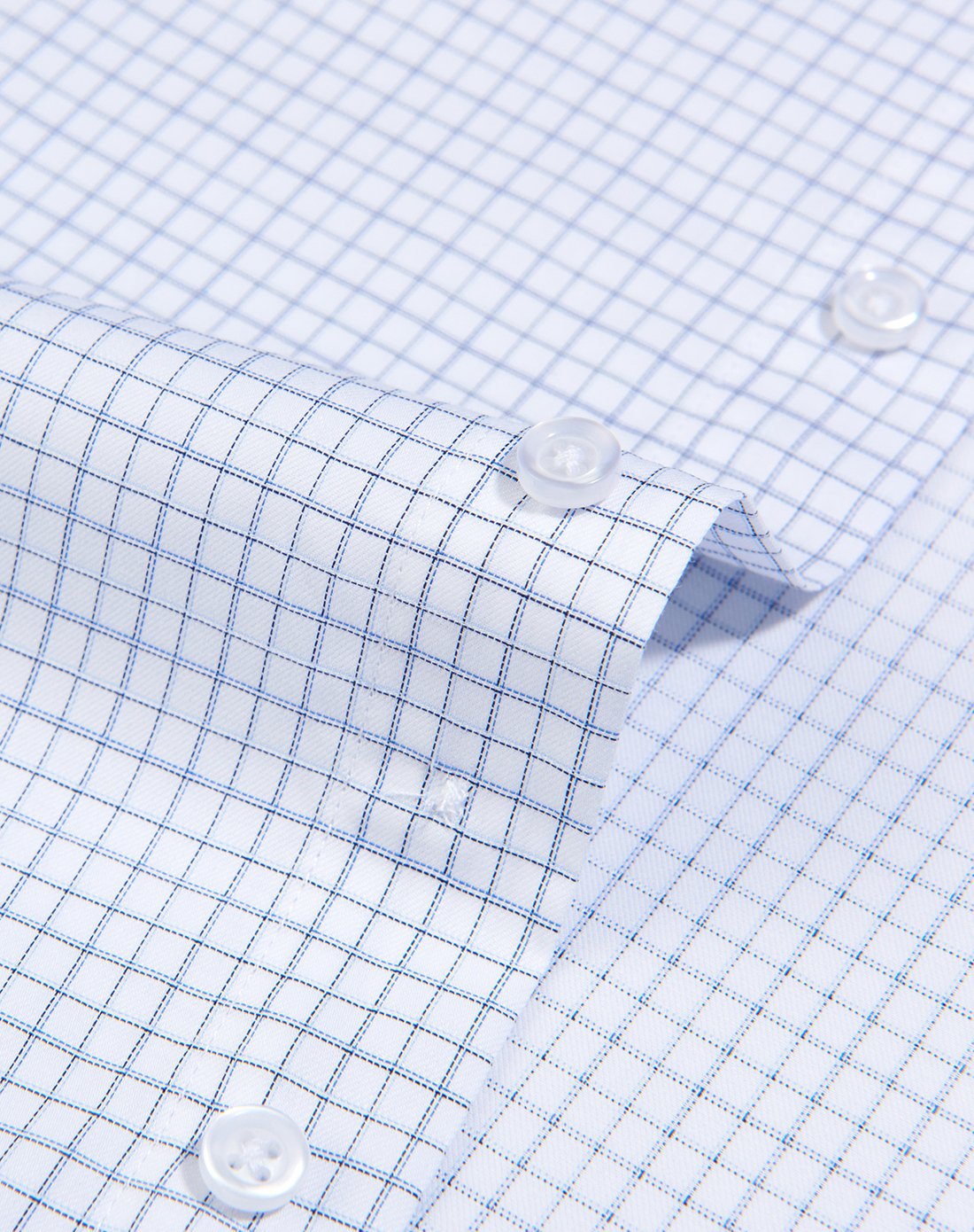 纯棉小方格商务休闲短袖衬衫白色