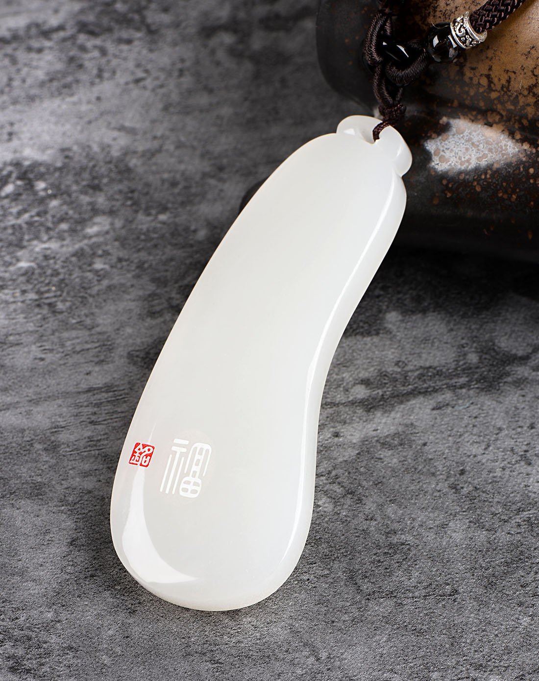 伊戴娇 老坑精品和田白玉福瓜挂件