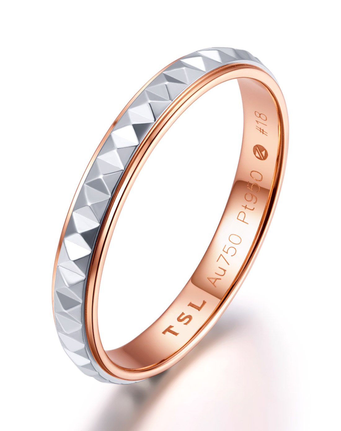 谢瑞麟 pt铂金配18k金情侣戒指男款