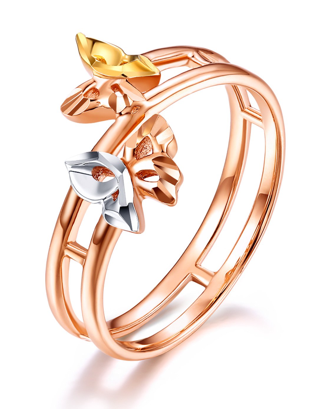 谢瑞麟tsl钻石专场谢瑞麟 18k金蝴蝶双色戒指54t-ae814_唯品会