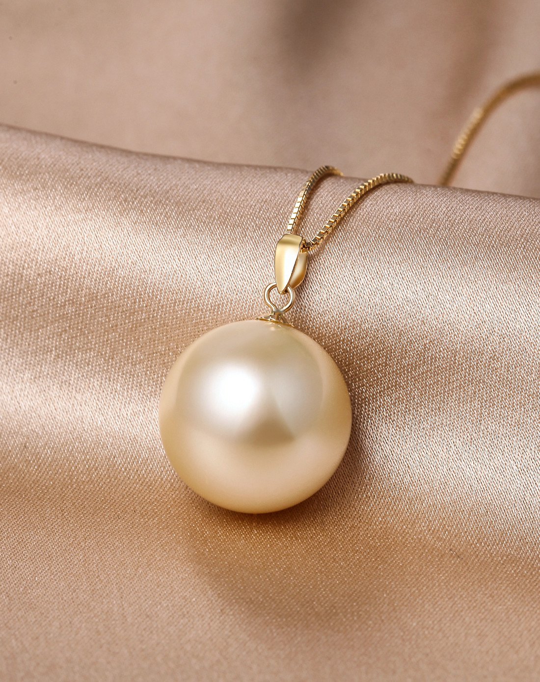 稀有超大 16-17mm南洋香槟色珍珠18k金吊坠