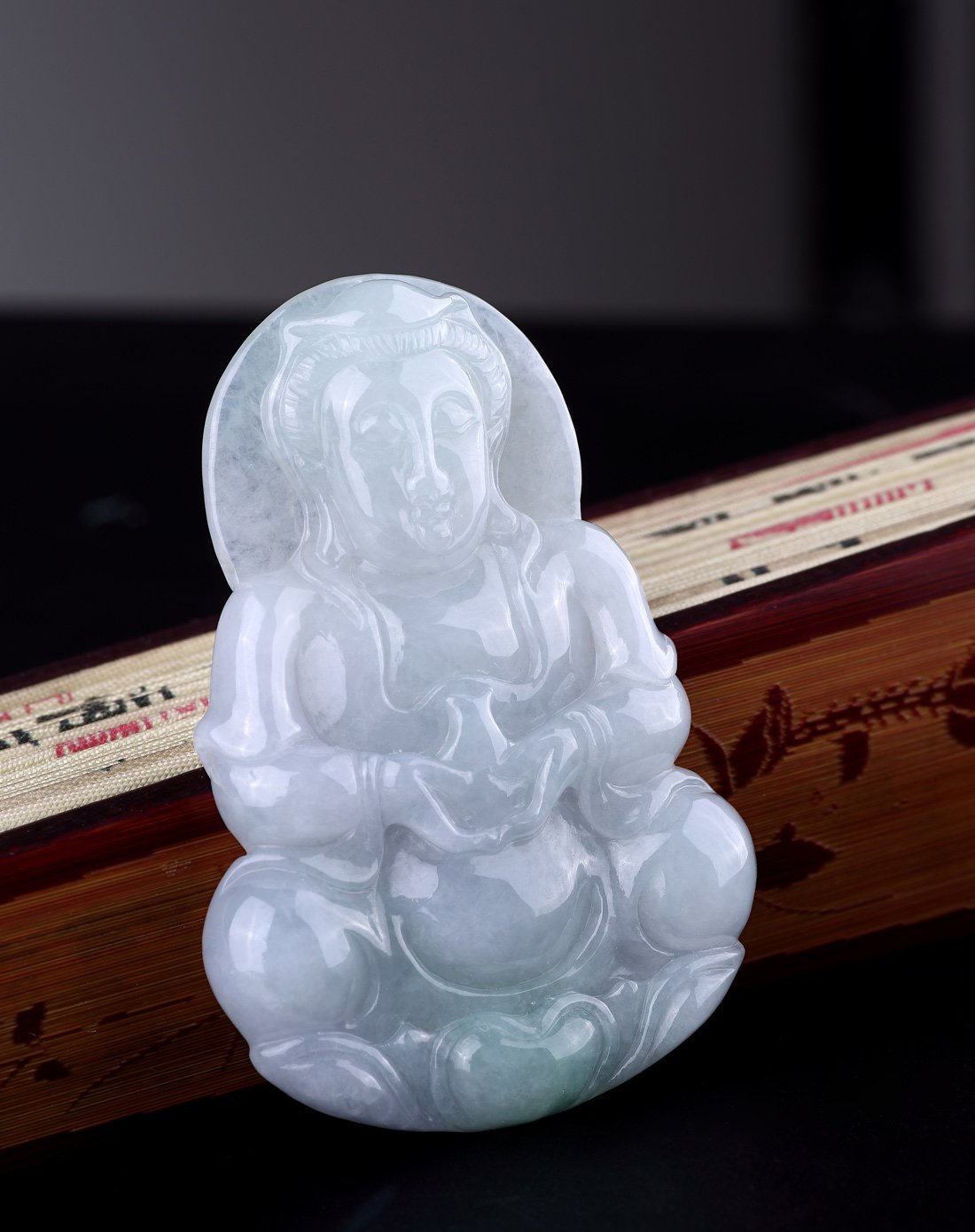 萃华a货翡翠观音项坠男翡翠吊坠玉观音送红绳