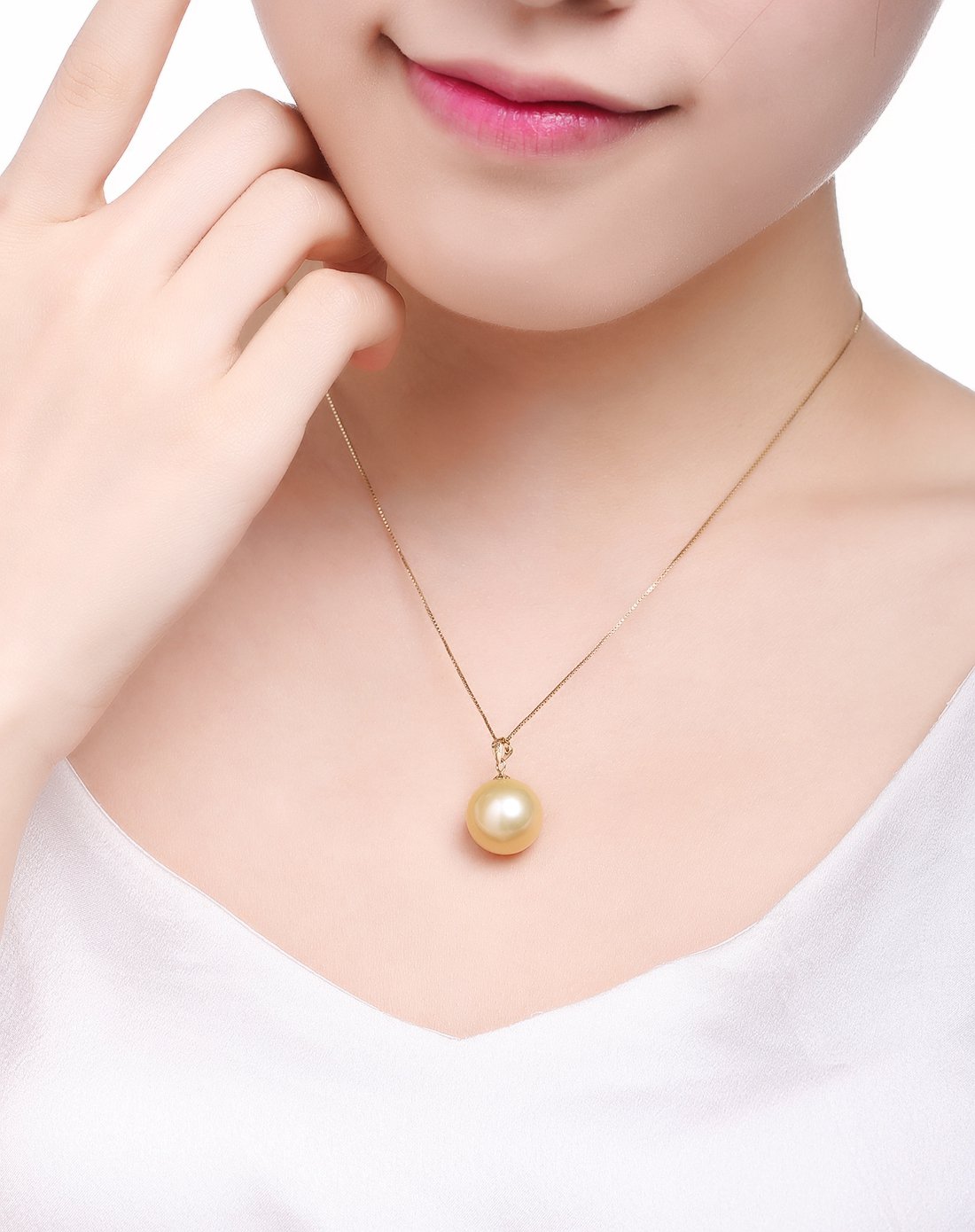 稀有超大 16-17mm南洋香槟色珍珠18k金吊坠