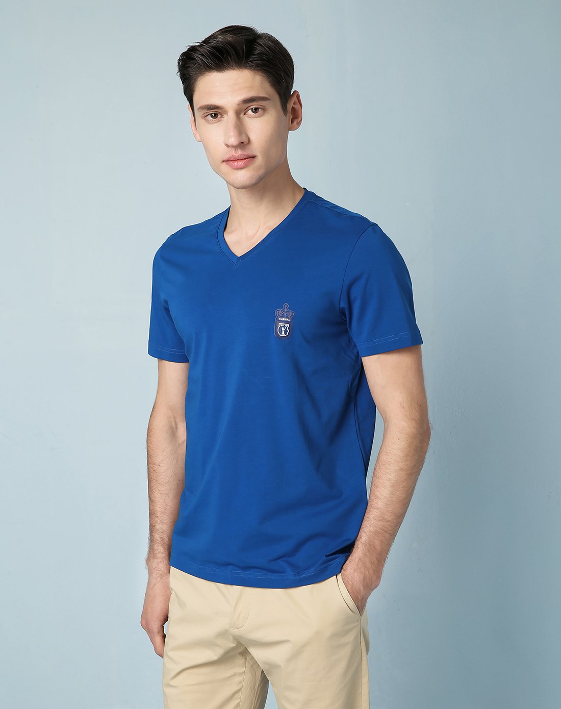 金利来gy goldlion时尚休闲男款中蓝短袖t恤tst0059-f1201-55_唯品会